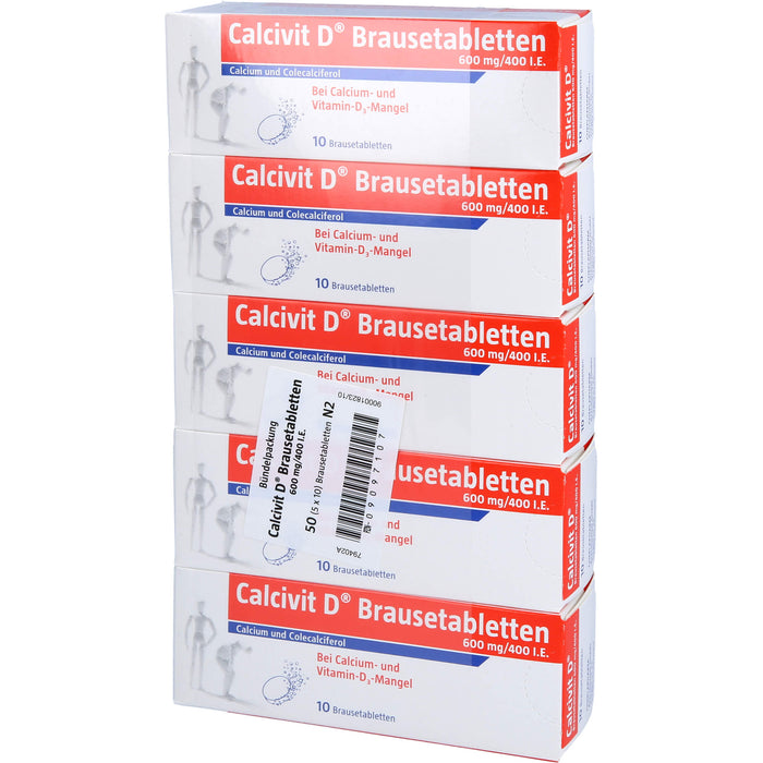 Calcivit D Brausetabletten, 600 mg/400 I.E., 50 St BTA