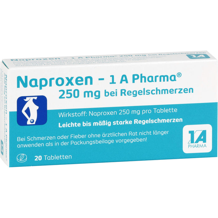 Naproxen - 1 A Pharma 250 mg Tabletten bei Regelbeschwerden, 20 St. Tabletten