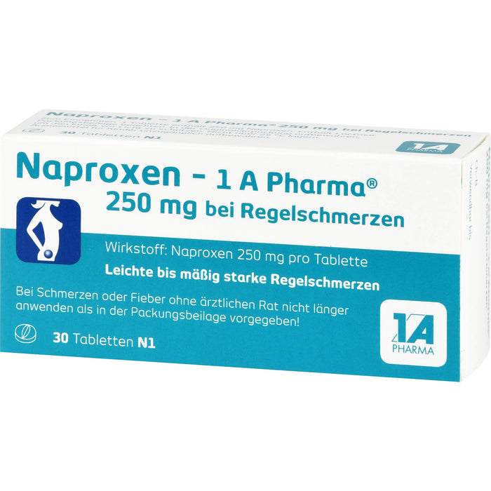 Naproxen - 1 A Pharma 250 mg Tabletten bei Regelschmerzen, 30 St. Tabletten