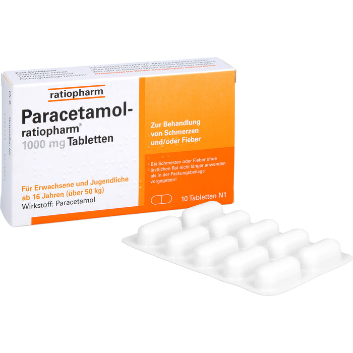 Paracetamol-ratiopharm 1000 mg Tabletten, 10 St. Tabletten