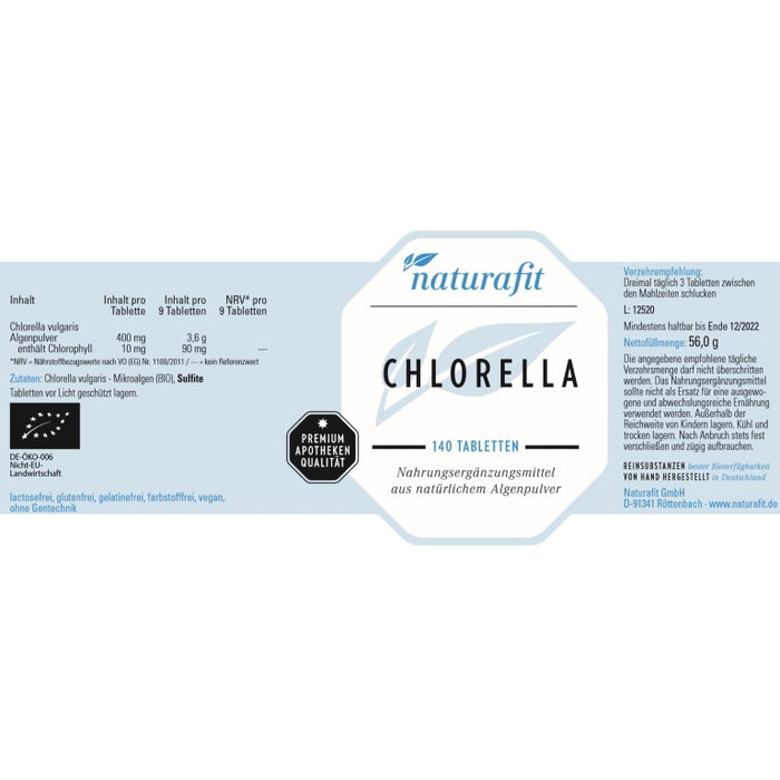 naturafit Chlorella Tabletten, 140 St. Tabletten
