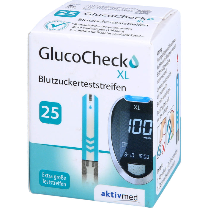GlucoCheck XL Blutzuckerteststreifen, 25 St. Teststreifen