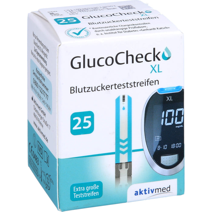 GlucoCheck XL Blutzuckerteststreifen, 25 St. Teststreifen