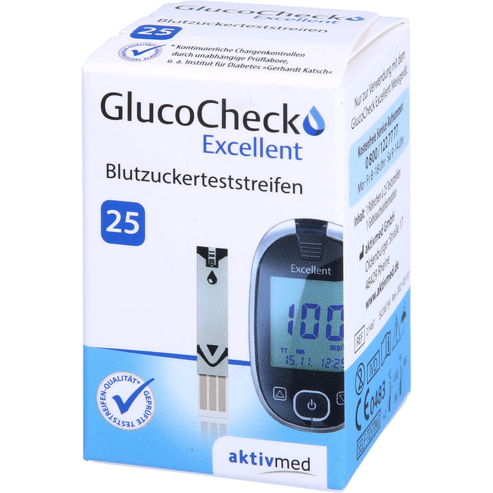 GlucoCheck Excellent Blutzuckerteststreifen, 25 St. Teststreifen
