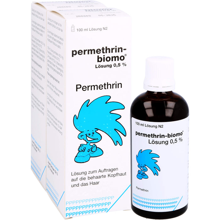 permethrin-biomo Lösung 0,5% zur Behandlung des Kopfhaares bei Befall mit Läusen, 200 ml Lösung
