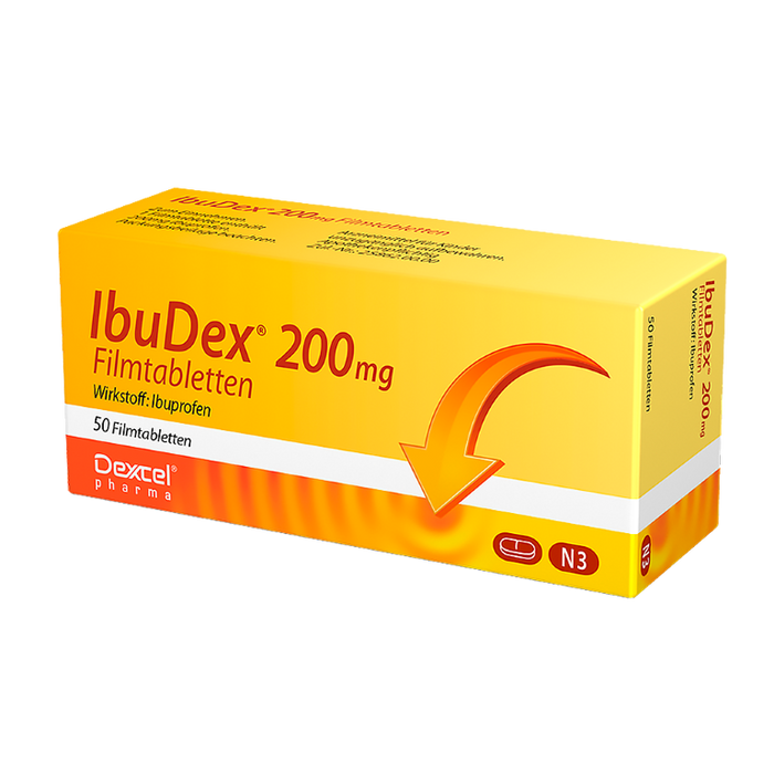 IbuDex 200 mg Filmtabletten bei Schmerzen und Fieber, 50 St. Tabletten