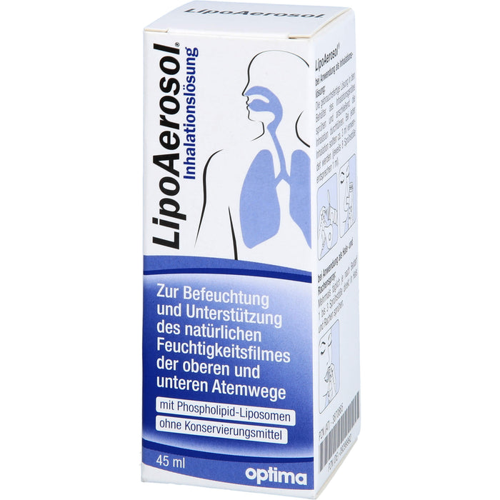 LipoAerosol Inhalationslösung und Rachenspray, zur Befeuchtung und Unterstützung des natürlichen Feuchtigkeitsfilmes der oberen und unteren Atemwege, ohne Konservierungsmitte, 45 ml Lösung