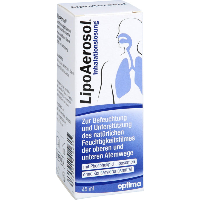 LipoAerosol Inhalationslösung und Rachenspray, zur Befeuchtung und Unterstützung des natürlichen Feuchtigkeitsfilmes der oberen und unteren Atemwege, ohne Konservierungsmitte, 45 ml Lösung
