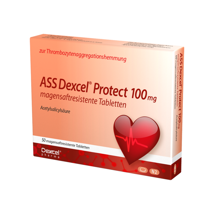 ASS Dexcel Protect 100 mg Tabletten bei Herz-Kreislauf-Erkrankungen, 50 St. Tabletten