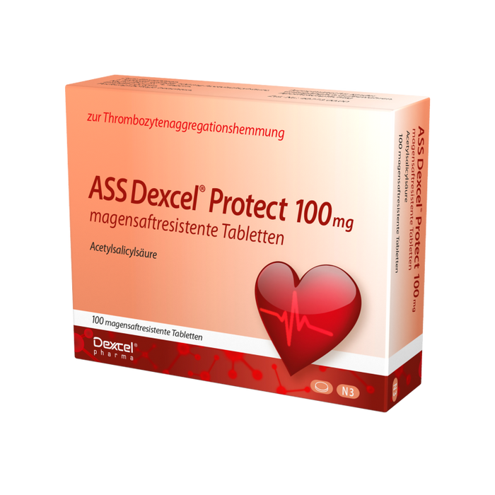 ASS Dexcel Protect 100 mg Tabletten bei Herz-Kreislauf-Erkrankungen, 100 St. Tabletten