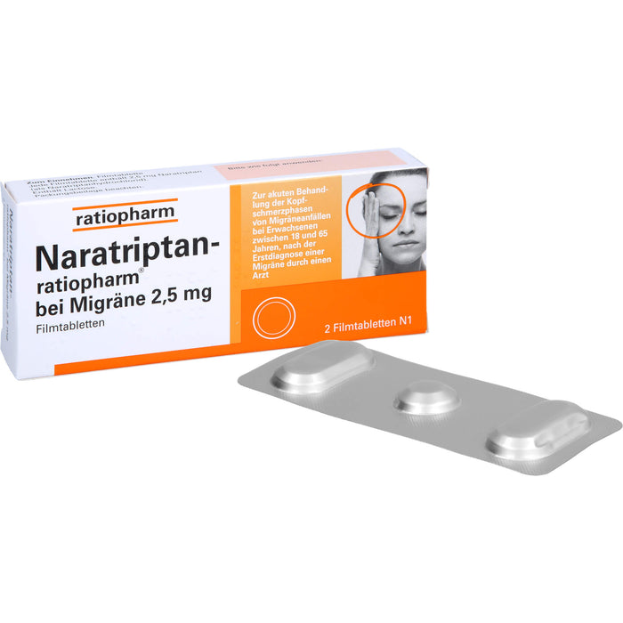 Naratriptan-ratiopharm bei Migräne 2,5 mg Filmtabletten, 2 St. Tabletten