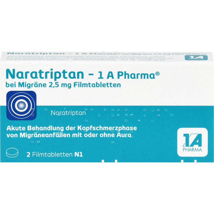 Naratriptan - 1 A Pharma bei Migräne 2,5 mg Filmtabletten, 2 St. Tabletten