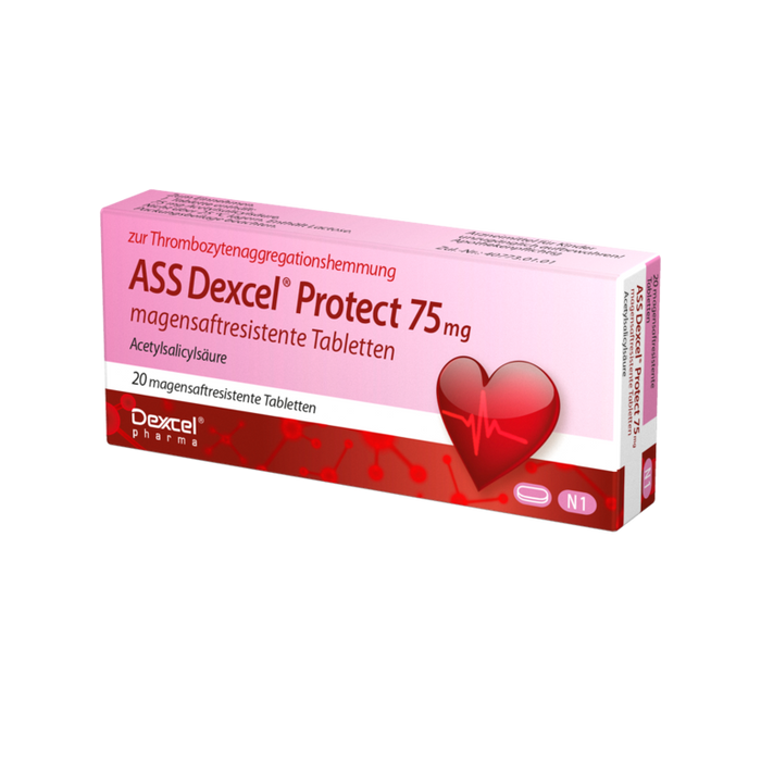 ASS Dexcel Protect 75 mg Tabletten bei Herz-Kreislauf-Erkrankungen, 20 St. Tabletten