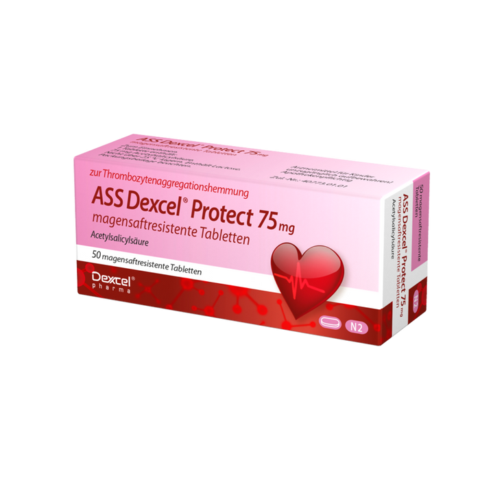 ASS Dexcel Protect 75 mg Tabletten bei Herz-Kreislauf-Erkrankungen, 50 St. Tabletten