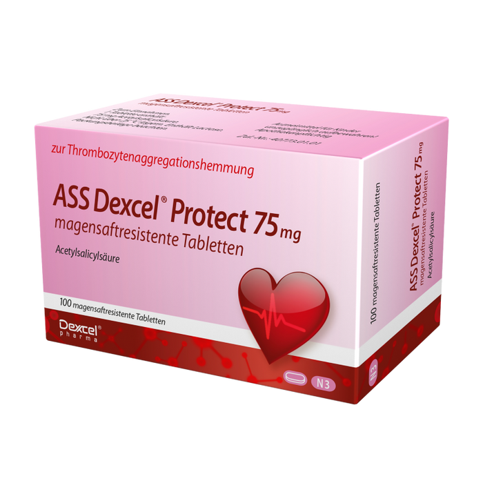 ASS Dexcel Protect 75 mg Tabletten bei Herz-Kreislauf-Erkrankungen, 100 St. Tabletten