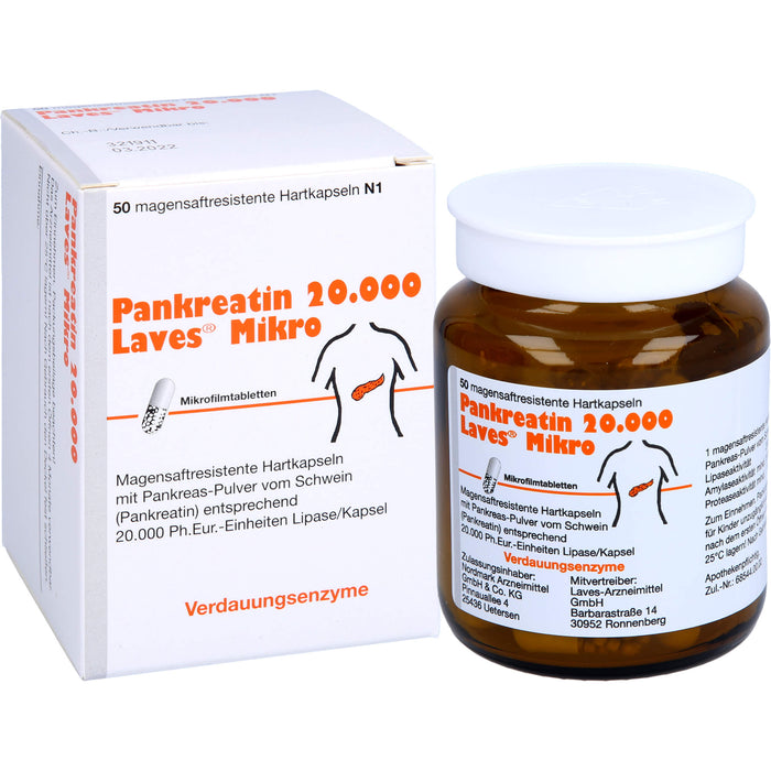 Pankreatin 20.000 Laves Mikro, Magensaftresistente Hartkapseln, 50 St KMR