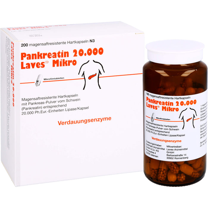 Pankreatin 20.000 Laves Mikro, Magensaftresistente Hartkapseln, 200 St KMR