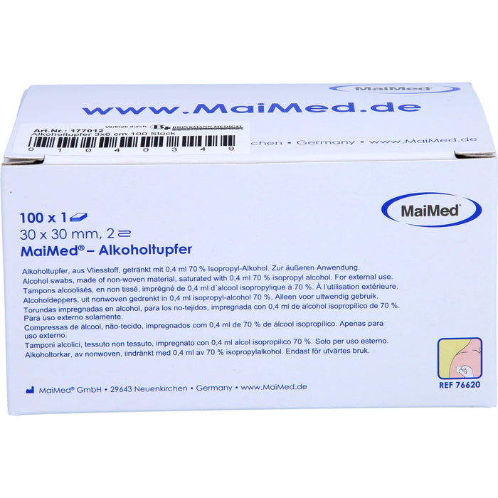 MaiMed Alkoholtupfer 30x30mm. weiß aus Vlies, 100 St TUP