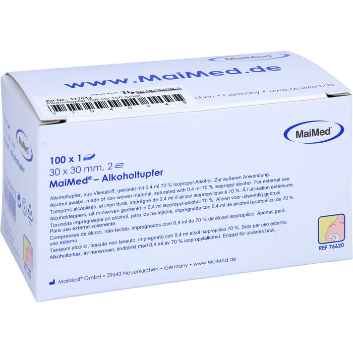 MaiMed Alkoholtupfer 30x30mm. weiß aus Vlies, 100 St TUP