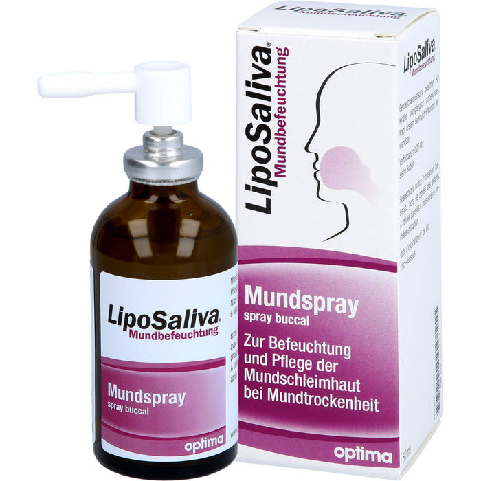 LipoSaliva Mundbefeuchtung,  Mundspray zur Befeuchtung und Pflege der Mundschleimhaut bei Mundtrockenheit, 50 ml Lösung