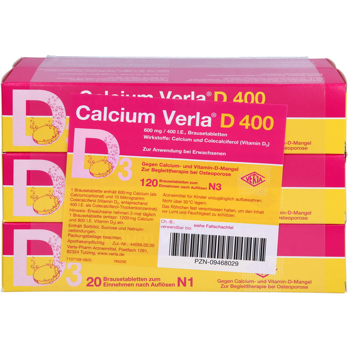 Calcium Verla D 400, Brausetbl., 120 St BTA
