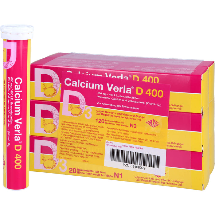 Calcium Verla D 400, Brausetbl., 120 St BTA