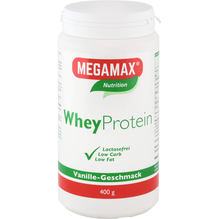 MEGAMAX Basic & Active Whey Protein Molkeneiweiß Pulver Vanille-Geschmack, 400 g Pulver