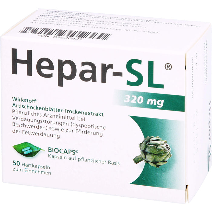 Hepar-SL 320 mg Kapseln auf pflanzlicher Basis bei Verdauungsstörungen, 50 St. Kapseln