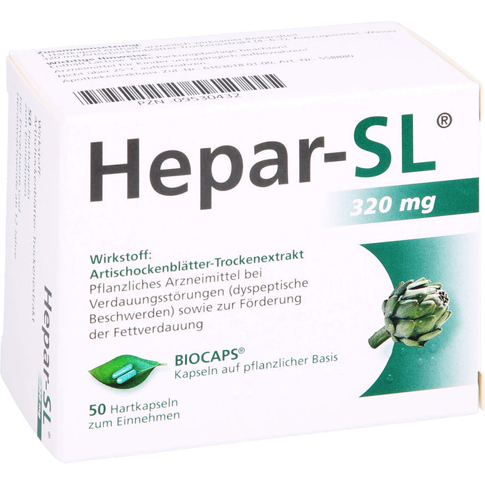 Hepar-SL 320 mg Kapseln auf pflanzlicher Basis bei Verdauungsstörungen, 50 St. Kapseln