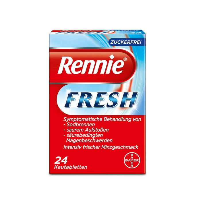 Rennie Fresh zuckerfrei Kautabletten bei Sodbrennen, 24 St. Tabletten