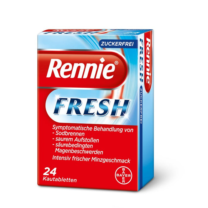 Rennie Fresh zuckerfrei Kautabletten bei Sodbrennen, 24 St. Tabletten