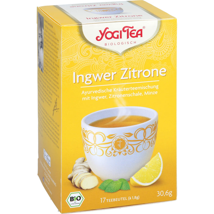 YOGI TEA Ingwer Zitrone ayurvedische Kräuterteemischung, 17 St. Filterbeutel