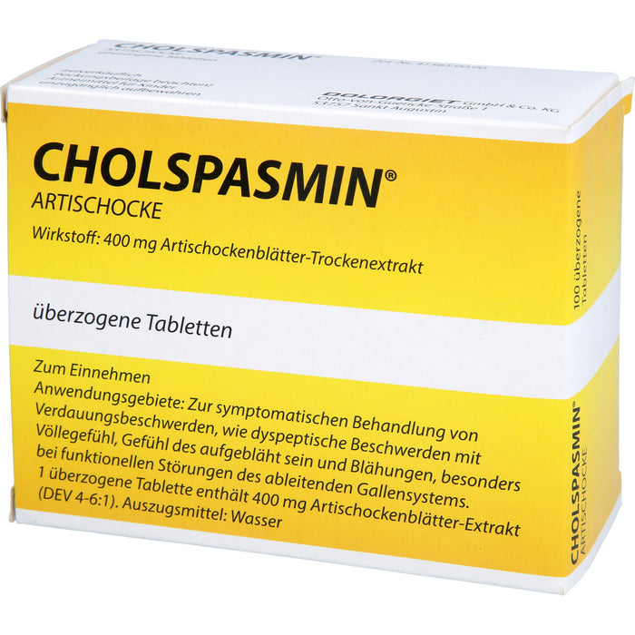 CHOLSPASMIN Artischocke Tabletten, 100 St. Tabletten