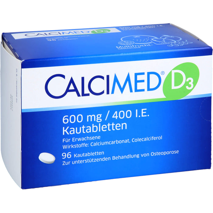 CALCIMED D3 600 mg/ 400 I.E. Kautabletten bei Osteoporose, 96 St. Tabletten