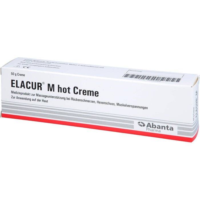 Elacur M Hot Creme bei Rückenschmerzen, Hexenschuss, Muskelverspannungen, 50 g Creme