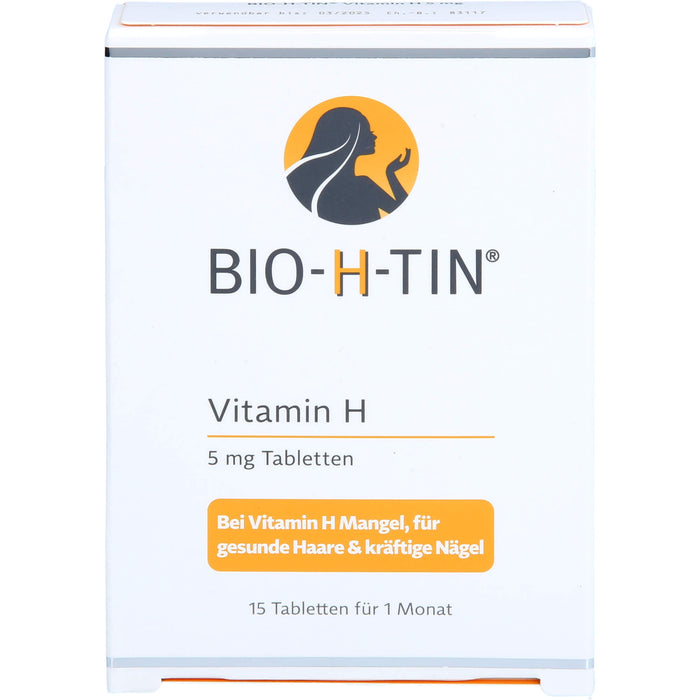 BIO-H-TIN Vitamin H 5 mg Tabletten für gesunde Haare & kräftige Nägel, 15 St. Tabletten