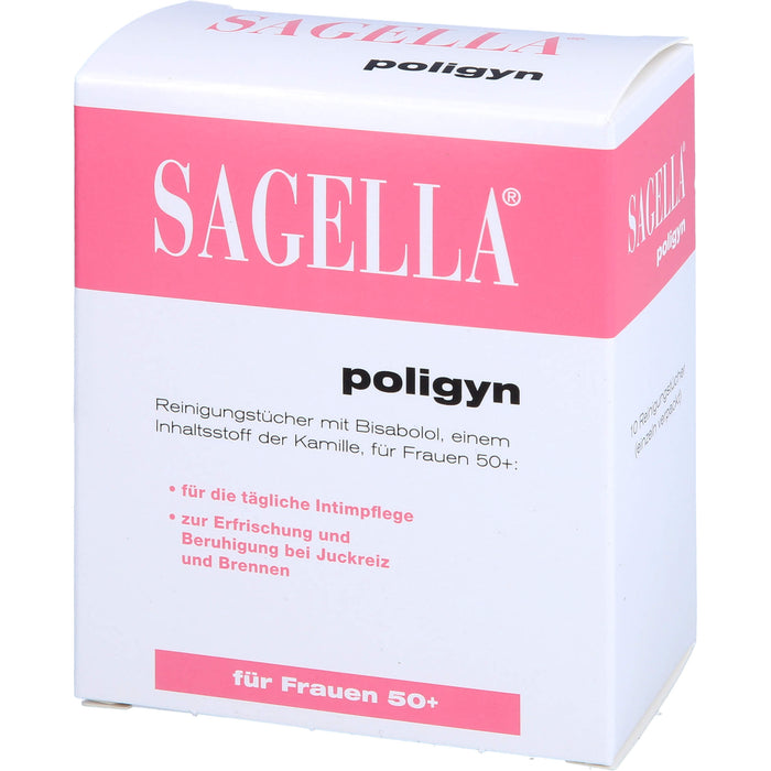 SAGELLA poligyn Intim-Reinigungstücher für Frauen 50+ für die tägliche Intimpflege bei Juckreiz und Brennen, 10 St. Tücher