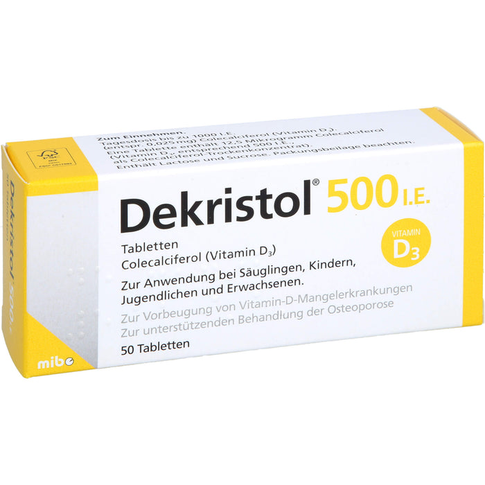 Dekristol 500 I.E. Tabletten bei Vitamin-D-Mangelerkrankungen und zur unterstützenden Behandlung der Osteoporose, 50 St. Tabletten