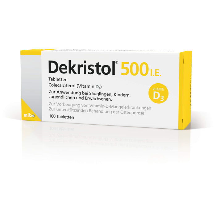 Dekristol 500 I.E. Tabletten bei Vitamin-D-Mangelerkrankungen und zur unterstützenden Behandlung der Osteoporose, 100 St. Tabletten