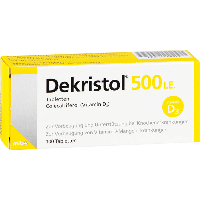 Dekristol 500 I.E. Tabletten bei Vitamin-D-Mangelerkrankungen und zur unterstützenden Behandlung der Osteoporose, 100 St. Tabletten