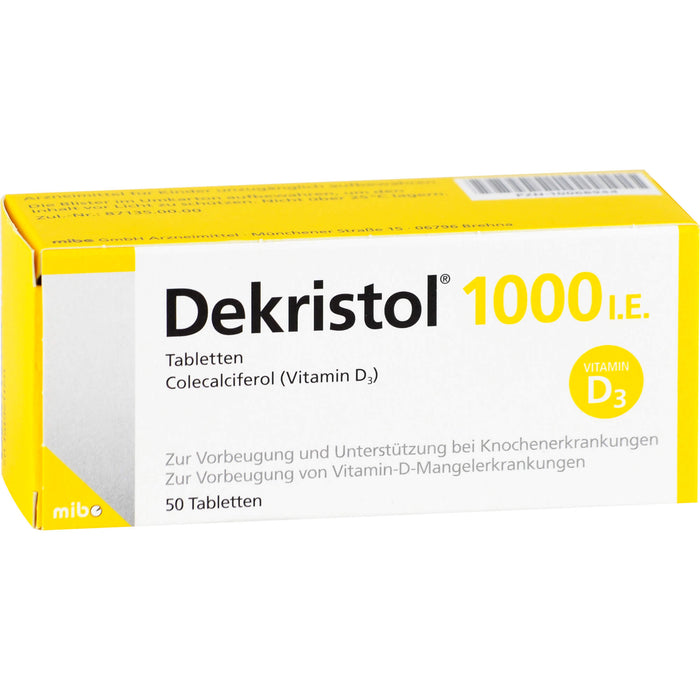 Dekristol 1000 I.E. Tabletten bei Vitamin-D-Mangelerkrankungen und zur unterstützenden Behandlung der Osteoporose, 50 St. Tabletten
