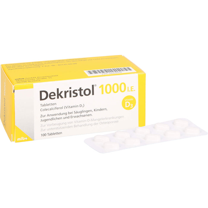 Dekristol 1000 I.E. Tabletten bei Vitamin-D-Mangelerkrankungen und zur unterstützenden Behandlung der Osteoporose, 100 St. Tabletten