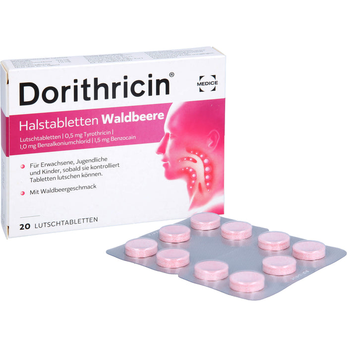 Dorithricin Halstabletten Waldbeere, 20 St. Tabletten