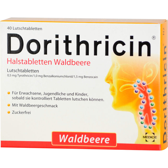 Dorithricin Halstabletten Waldbeere, 0,5 mg / 1,0 mg / 1,5 mg, Lutschtabletten, 40 St. Tabletten