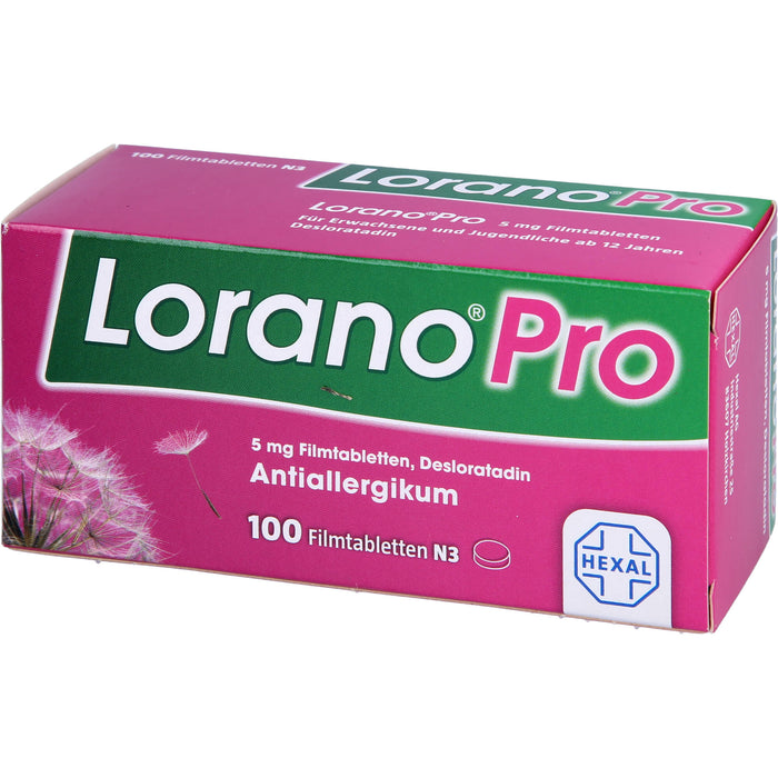 Lorano Pro 5 mg Filmtabletten Antiallergikum, 100 St. Tabletten