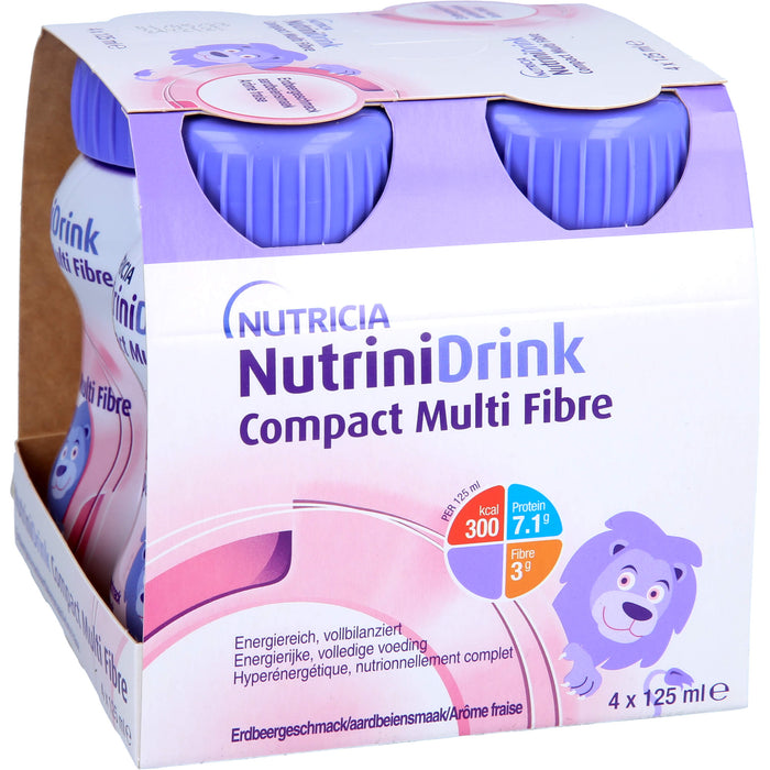 Nutrini Drink Compact Multi Fibre Erdbeere Trinknahrung, 4 St. Flaschen