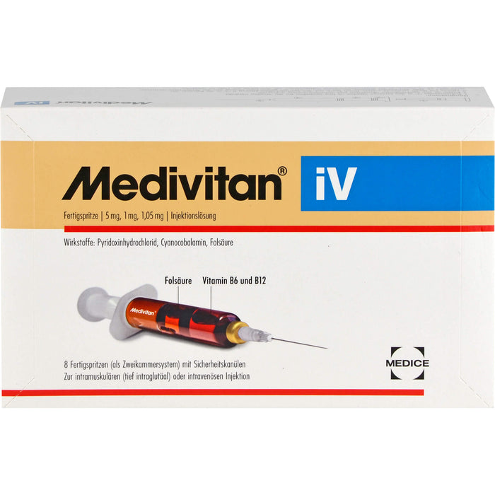Medivitan iV Fertigspritze Injektionslösung bei Mängeln an Vitamin B6, B12 und Folsäure, 8 St. Lösung