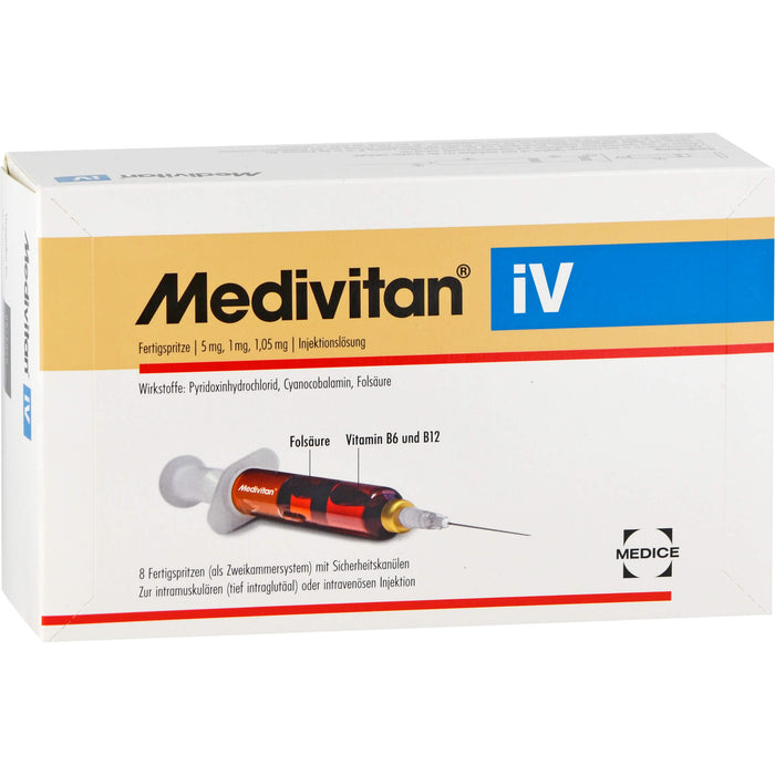 Medivitan iV Fertigspritze Injektionslösung bei Mängeln an Vitamin B6, B12 und Folsäure, 8 St. Lösung