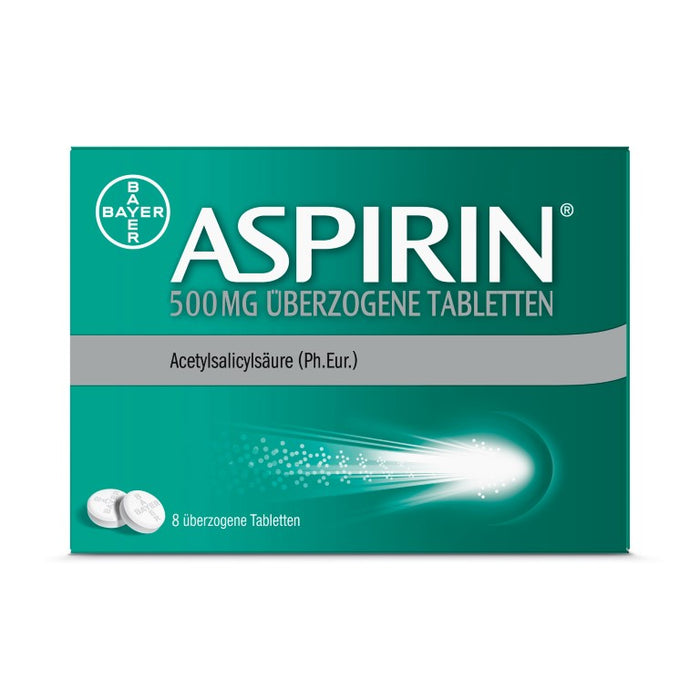 ASPIRIN 500 mg überzogene Tabletten, 8 St. Tabletten