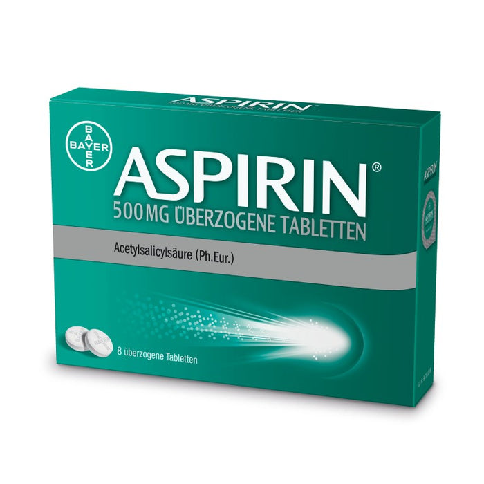 ASPIRIN 500 mg überzogene Tabletten, 8 St. Tabletten